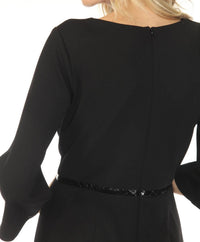 Joseph Ribkoff - Faux Leather Trim 3/4 Sleeve Mini Dress