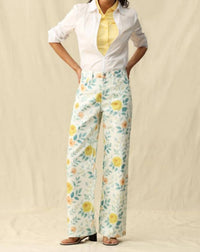 Bayeas Flora High Rise Wide Leg Woven Pants in watercolor bloom - women's pants - view 4
