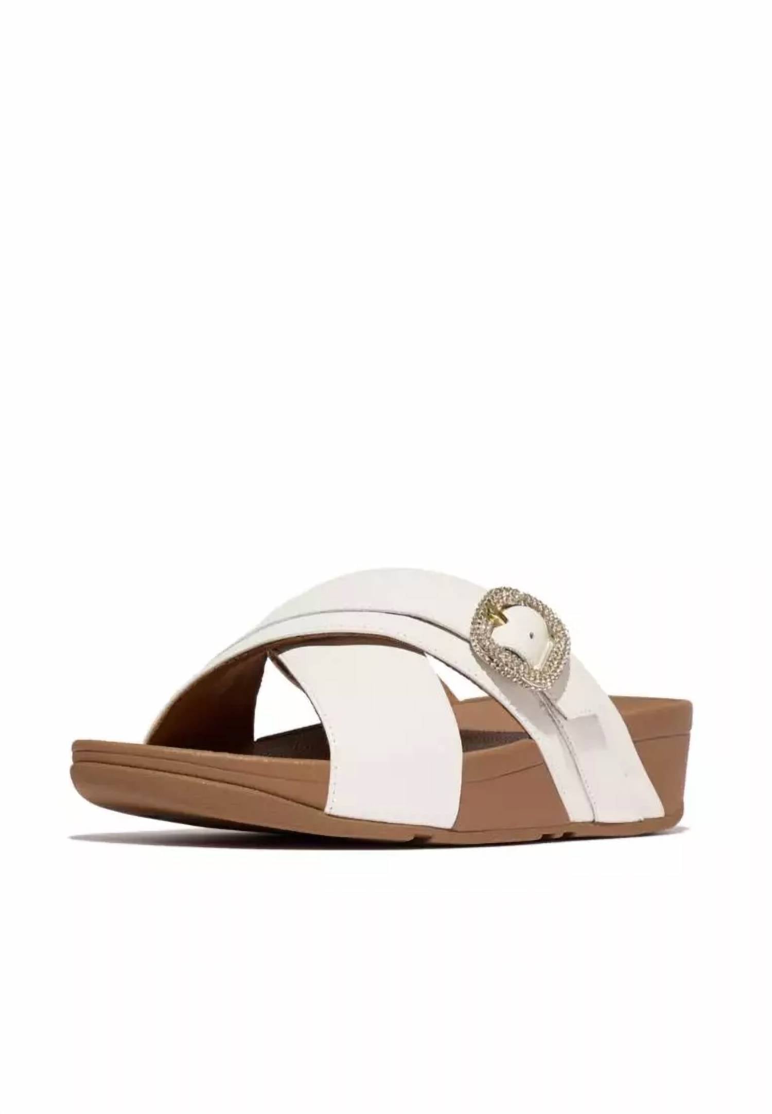 Fitflop - Women's Lulu Buckle Leather Cross Slide Sandals