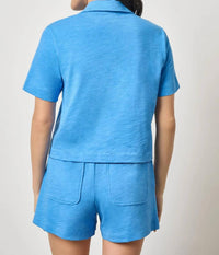 Lilla P - Elbow Sleeve Button Down Tee