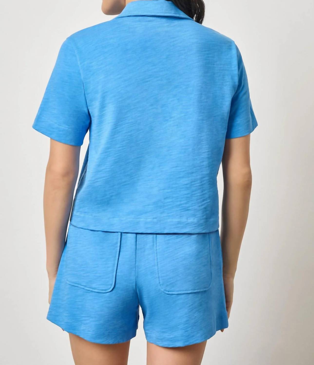 Lilla P - Elbow Sleeve Button Down Tee