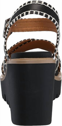 Mia - Women's Embroidered Ankle Strap Wedge Sandal