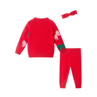 Andy & Evan Infant 3 Piece Sweater Set in red - item - alternate view