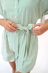 Jodifl - Striped Belted Button-front Romper