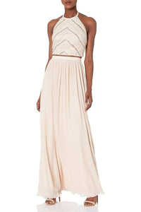 Aidan Mattox - Halter Neck Two-piece Long Dress