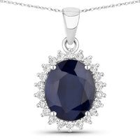 Diana M Jewels Women's Oval Natural Blue Sapphire (11x9mm) Pendant Necklace (4.63 Ct) - Statement in 14k white gold - women's jewelry - detail view