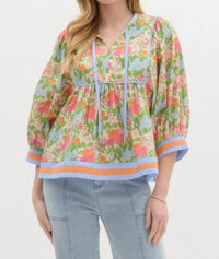 Shewin - Posey Floral Puff Sleeve Blouse
