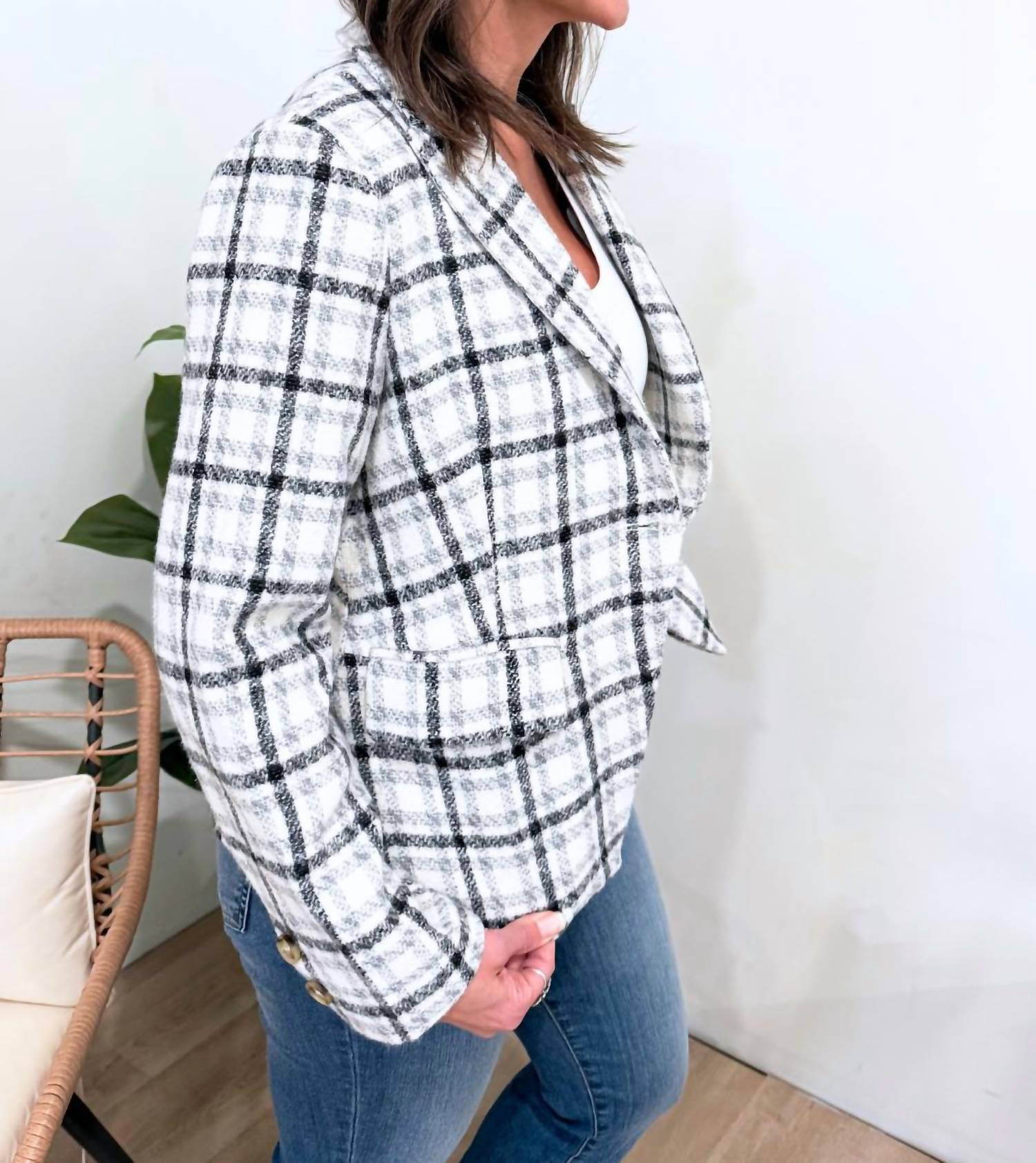 Mystree - Single Breast Plaid Blazer
