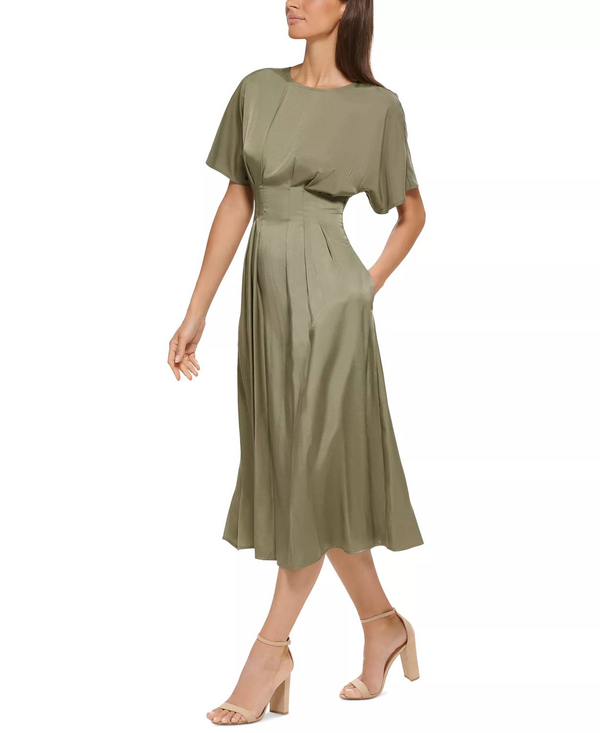 Kensie - Satin Blouson Midi Dress