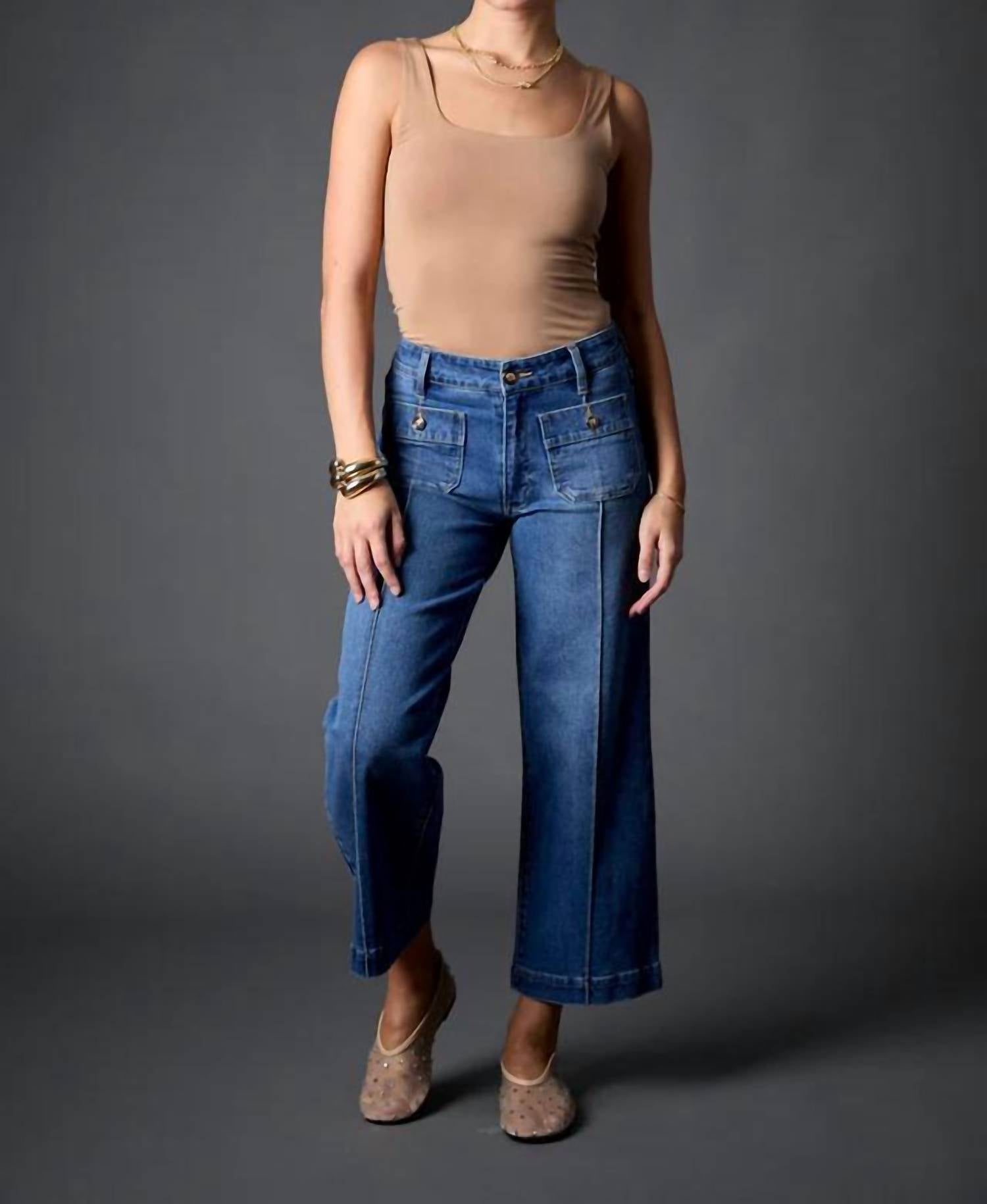 Blue Revival - Patch Pocket Mid Rise Recycled Wide Leg Crop Jean