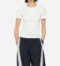 SEA Alberta Pearl Knit Top in cream - women's t-shirt