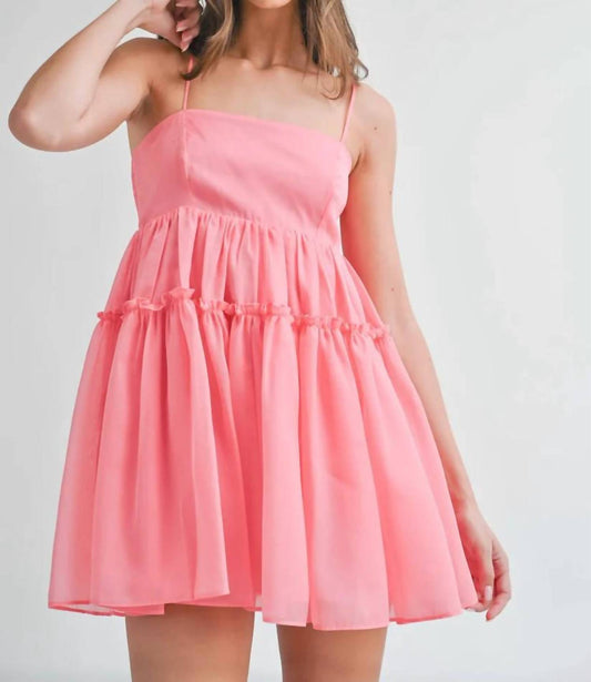 Klesis - Bow And Smocking Detailed Flared Baby Doll Dress