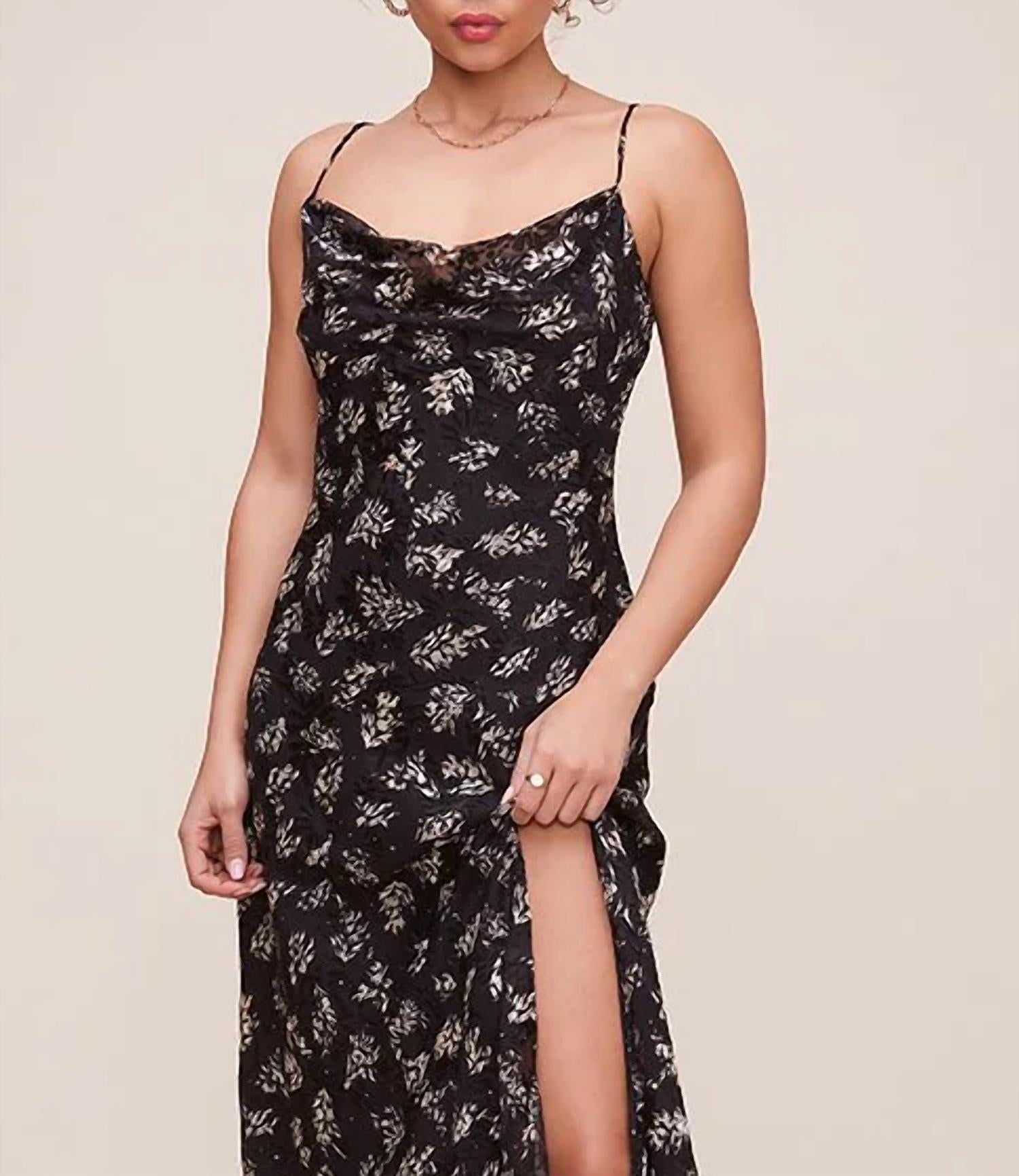 ASTR Kimbra Dress in black ivory multi - women's dress - detail view