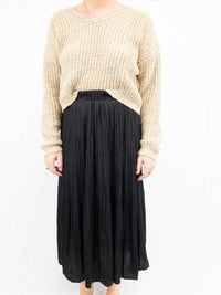 SHE + SKY Classic Pleated Midi Skirt in black - women's skirt