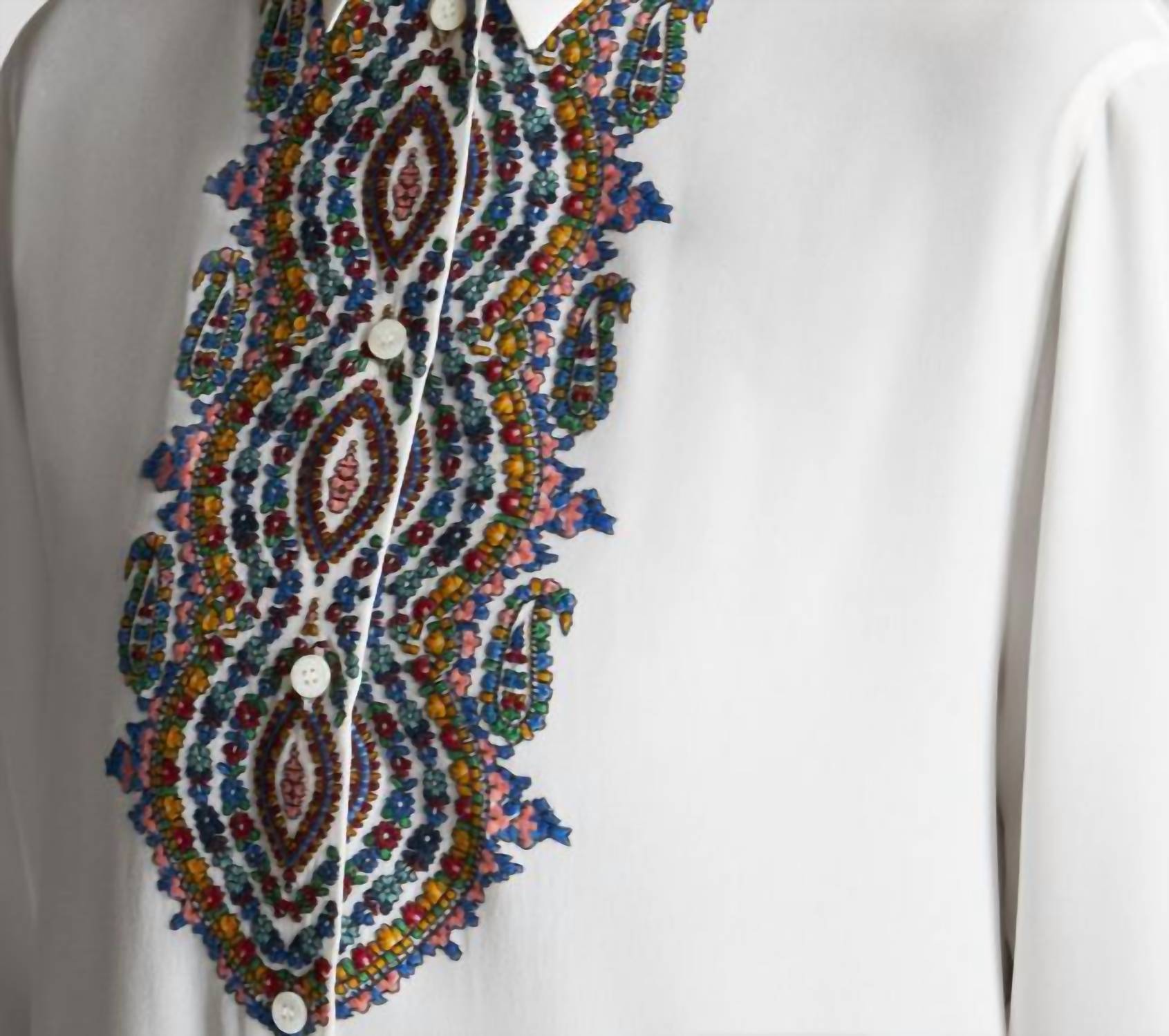Etro - EMBROIDERED CRÊPE DE CHINE SHIRT
