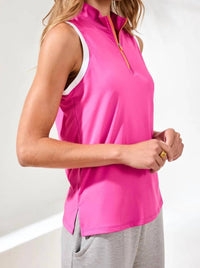 Tribal - Sleeveless Techno Top With Zip-up High Neck
