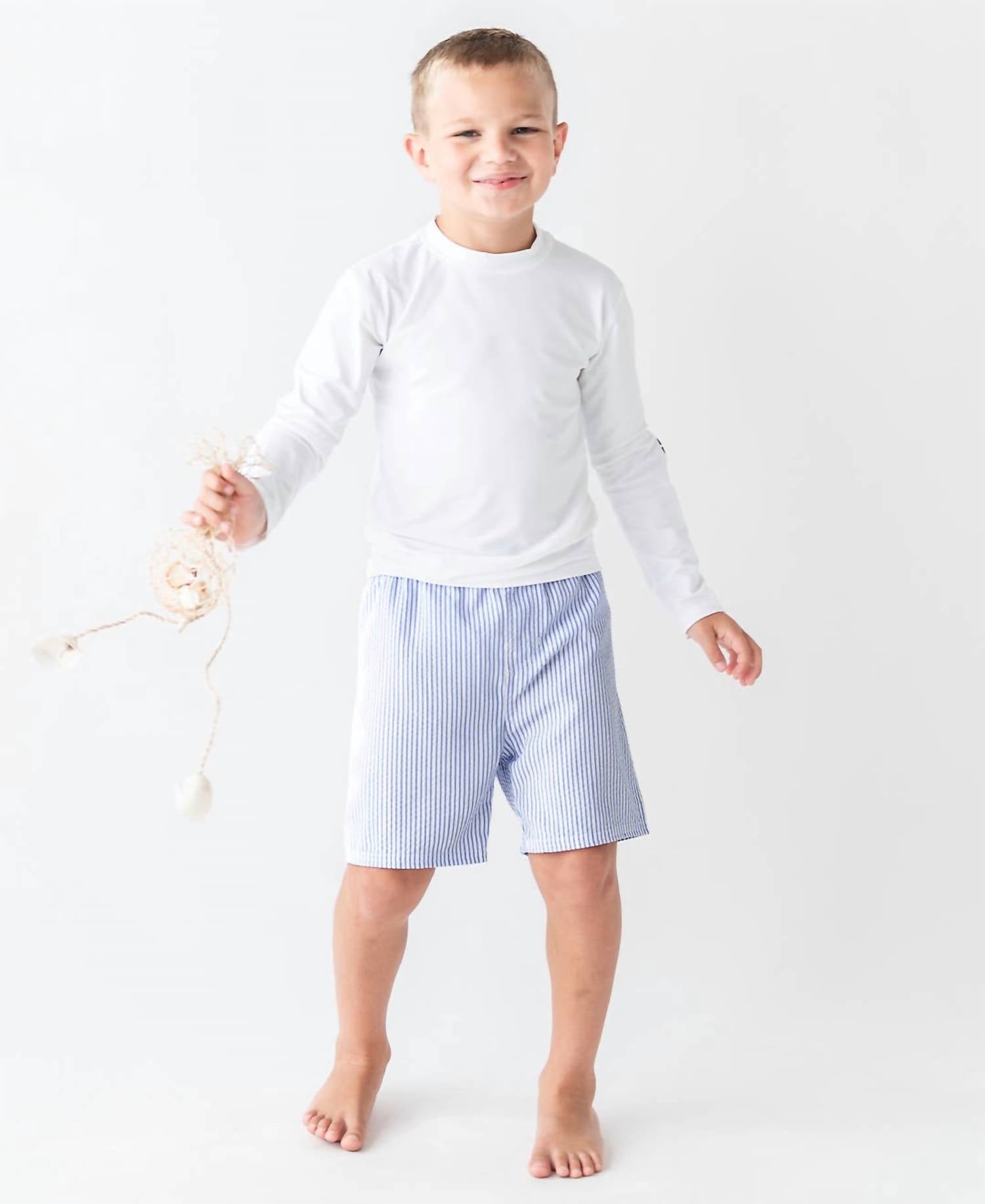 Rufflebutts - Boys' Seersucker Swim Trunks Swimsuit