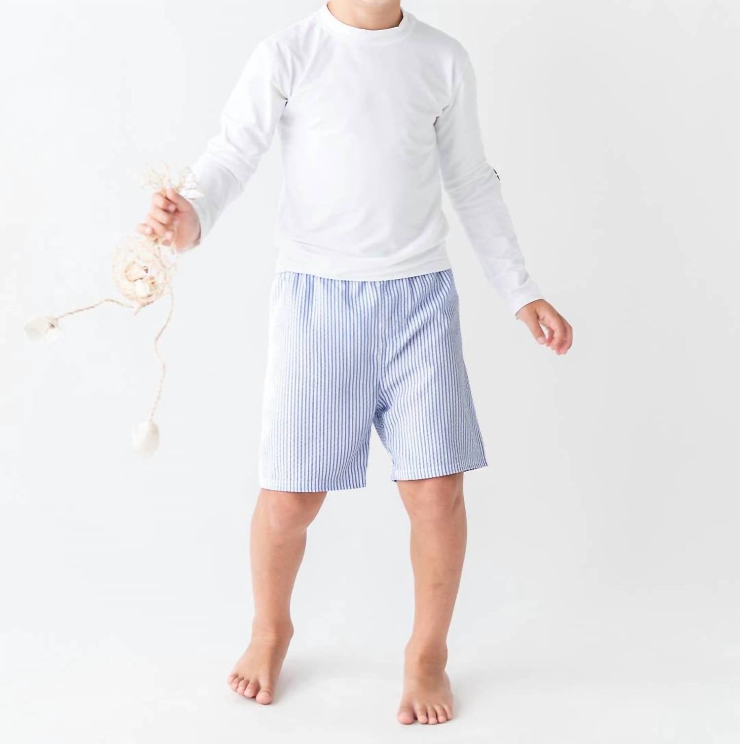 Rufflebutts - Boys' Seersucker Swim Trunks Swimsuit