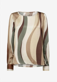 Soya Concept Long Sleeve Ines 1 Blouse in olive combi - women's blouse - alternate view