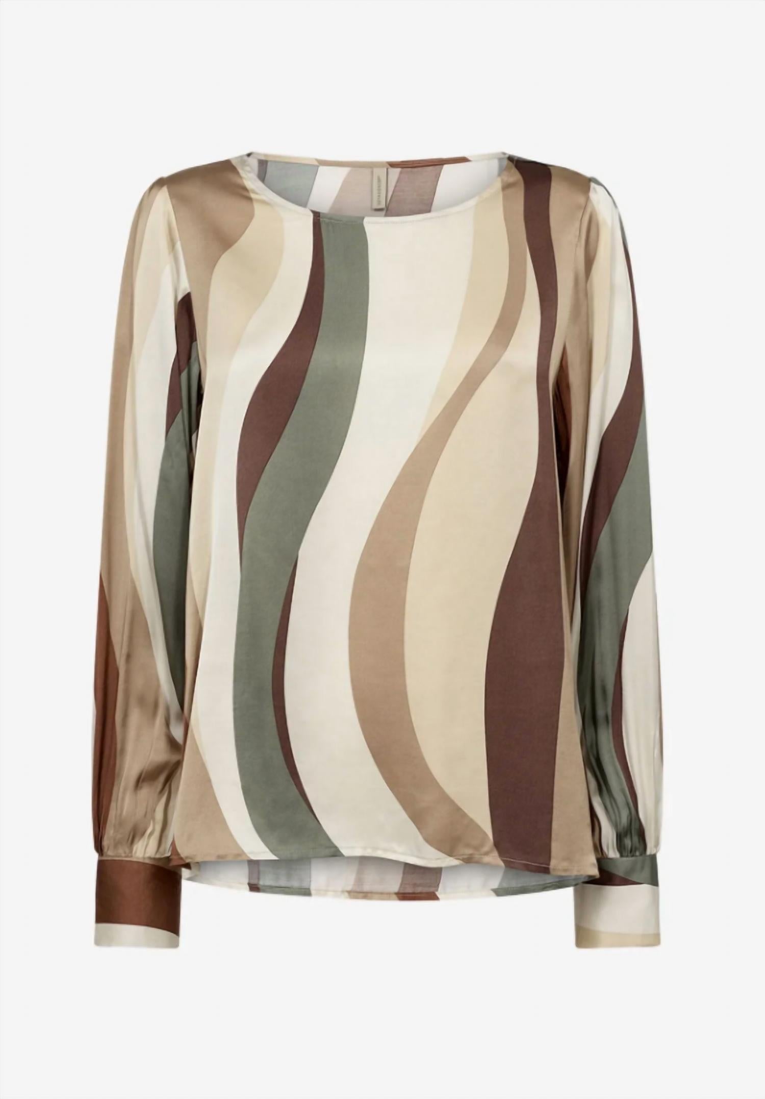 Soya Concept Long Sleeve Ines 1 Blouse in olive combi - women's blouse - alternate view