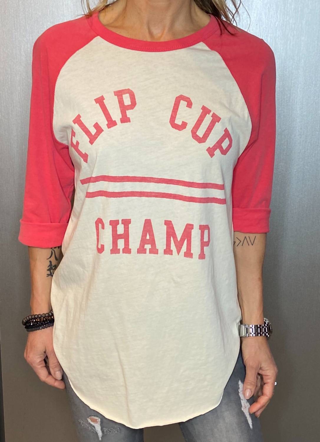 Junk Food - Flip Cup Champ Baseball Graphic Tee