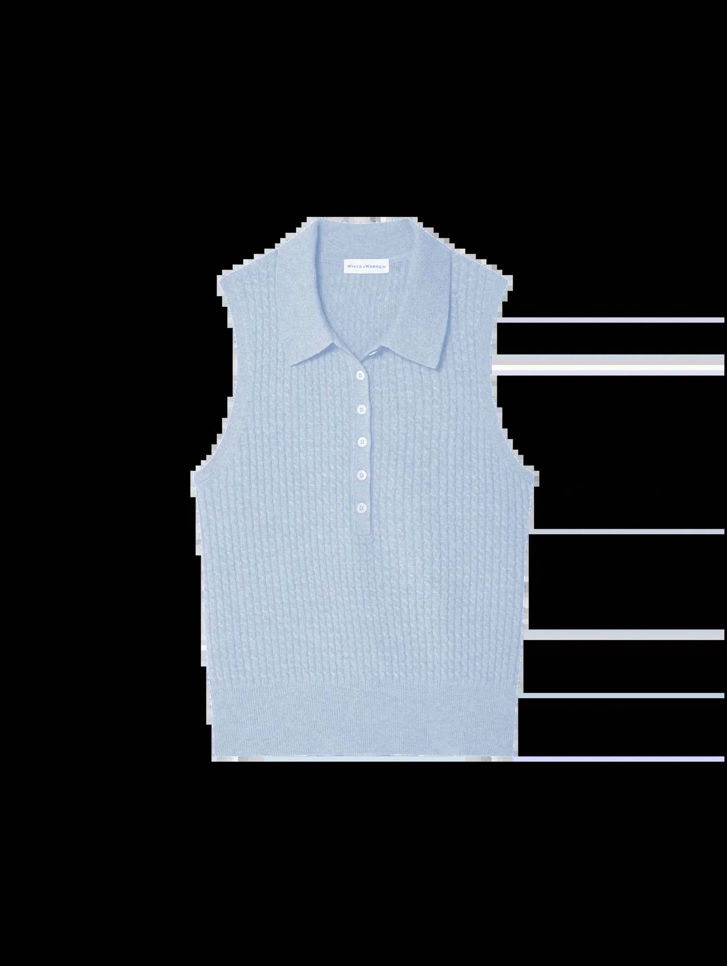 White + Warren - Women's Cashmere cable sleeveless polo