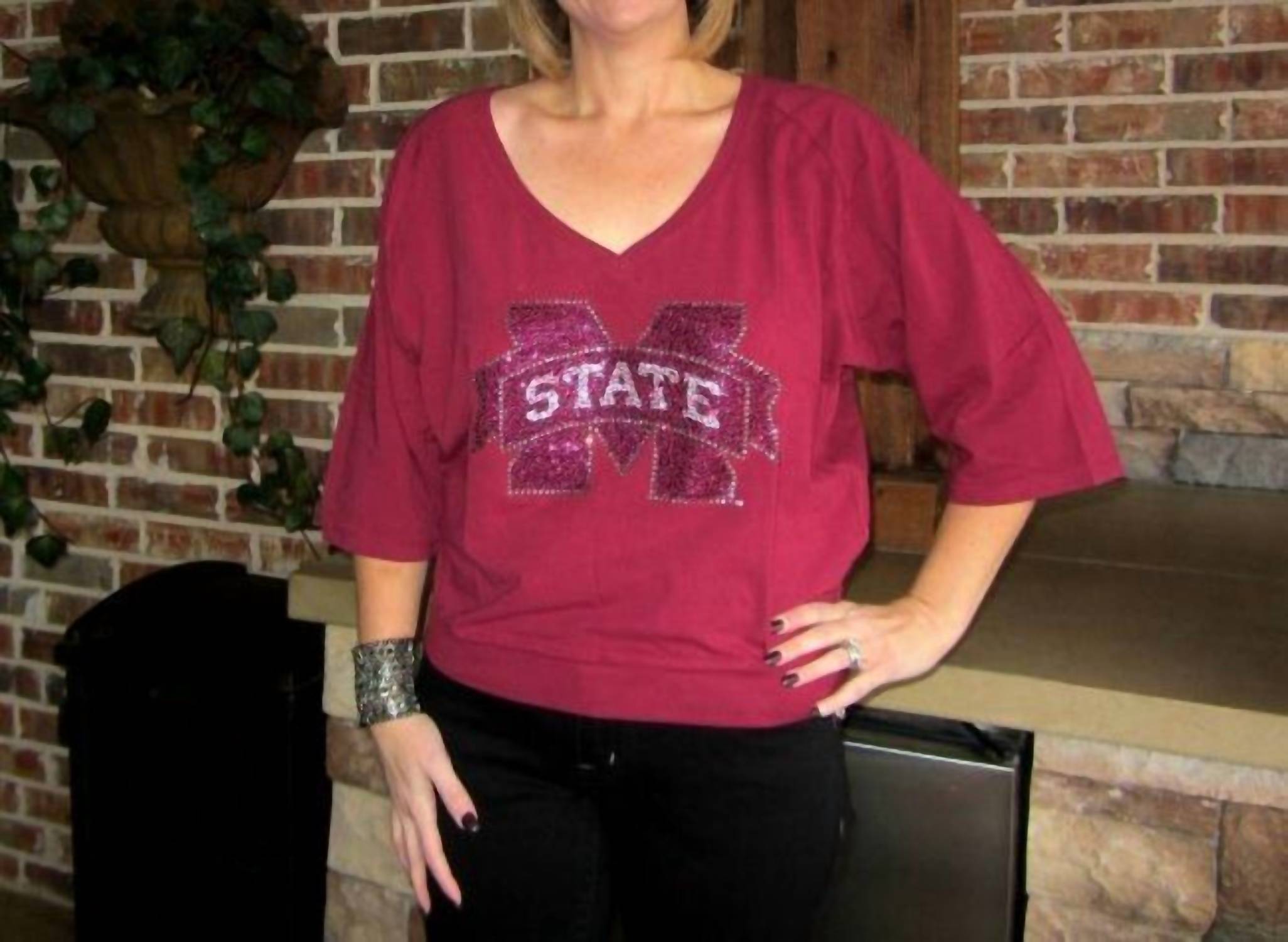 Emerson Street Clothing Co. - Mississippi State University Jewel Raglan Top