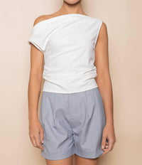 Fore Collection Soft Drape One Shoulder Top in white - women's t-shirt