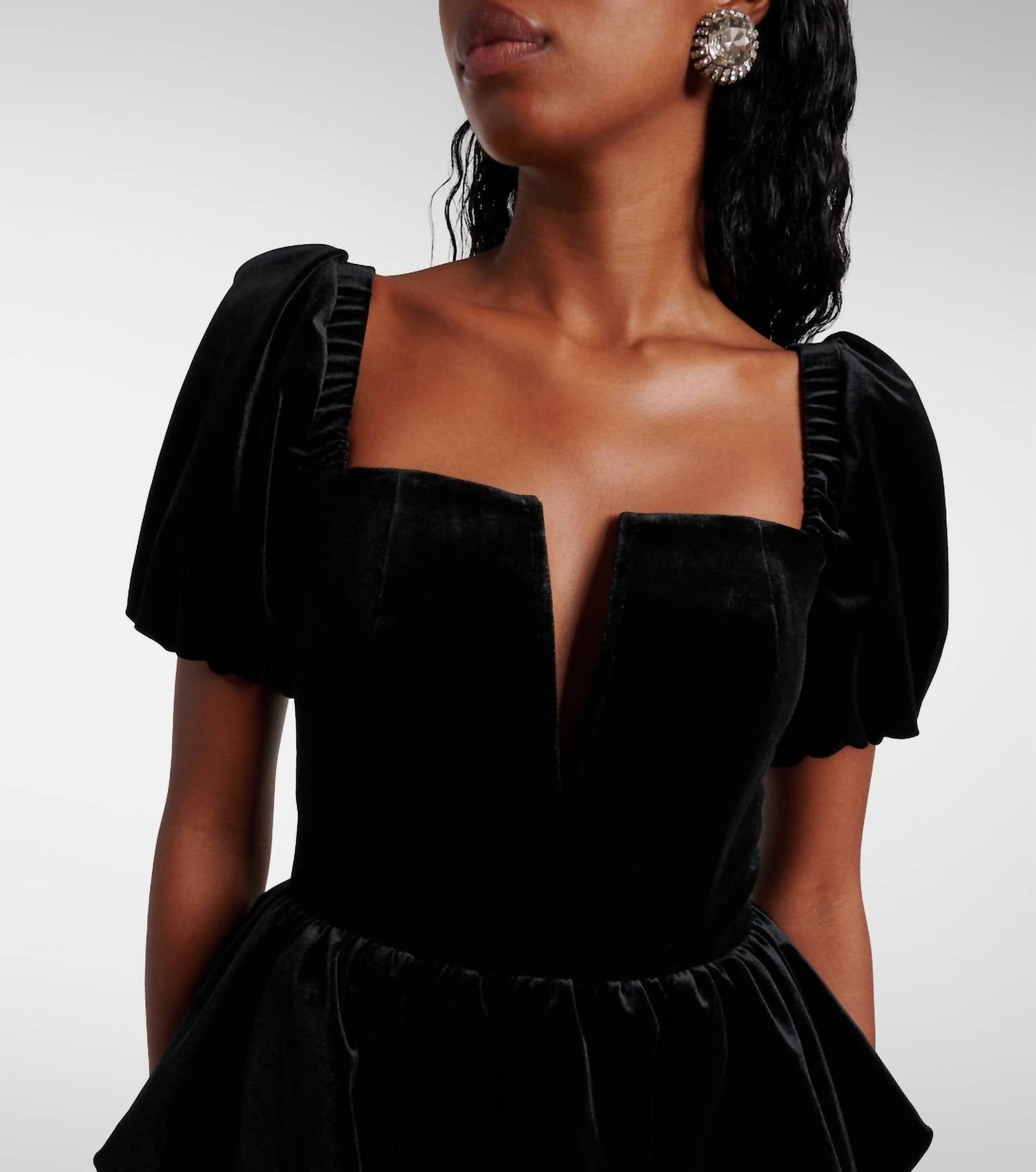 Self-Portrait - Velvet Peplum Midi Dress