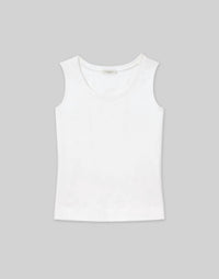 Lafayette 148 Cotton Rib Scoop Neck Tank Top in white - women's tank top - view 6