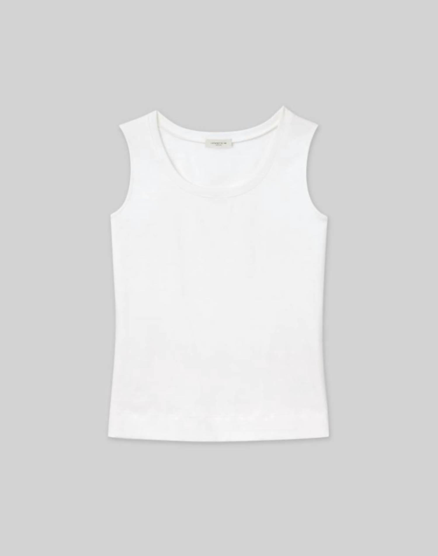 Lafayette 148 Cotton Rib Scoop Neck Tank Top in white - women's tank top - view 6