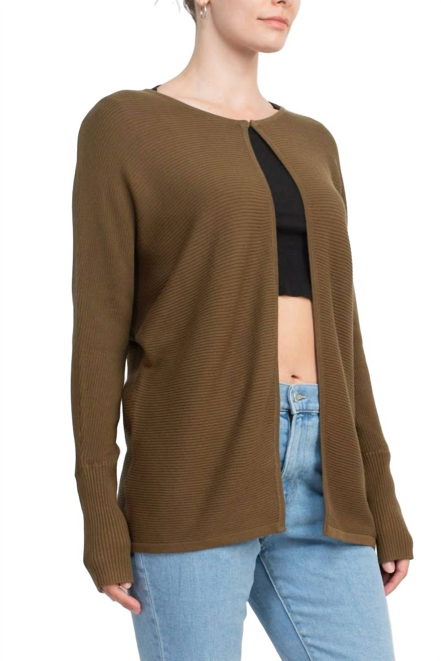 Lissy - Crew Neck Open Front Knit Cardigan