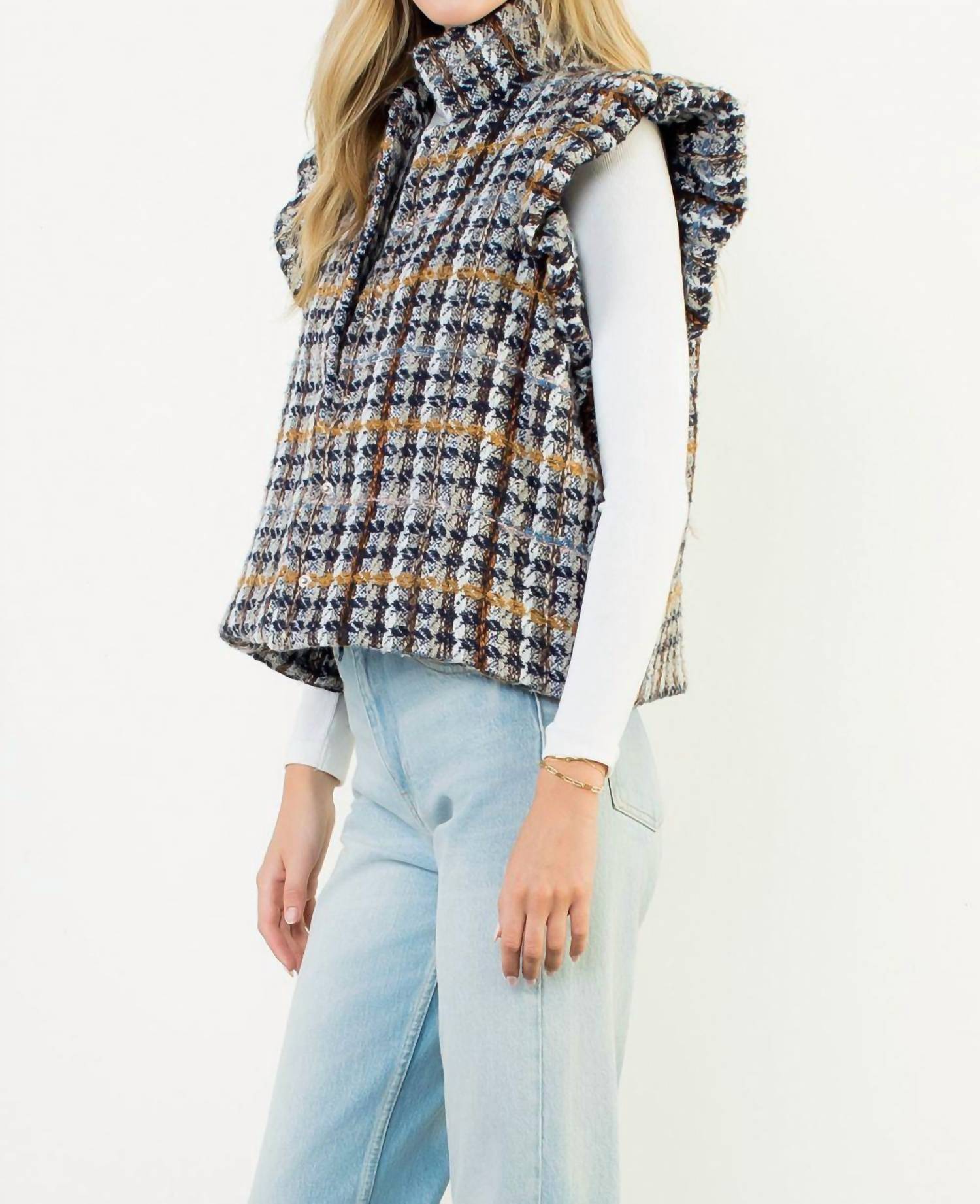 Thml - Plaid Tweed Collared Vest