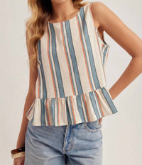 Hem & Thread - Cadence Stripe Peplum Tank Top