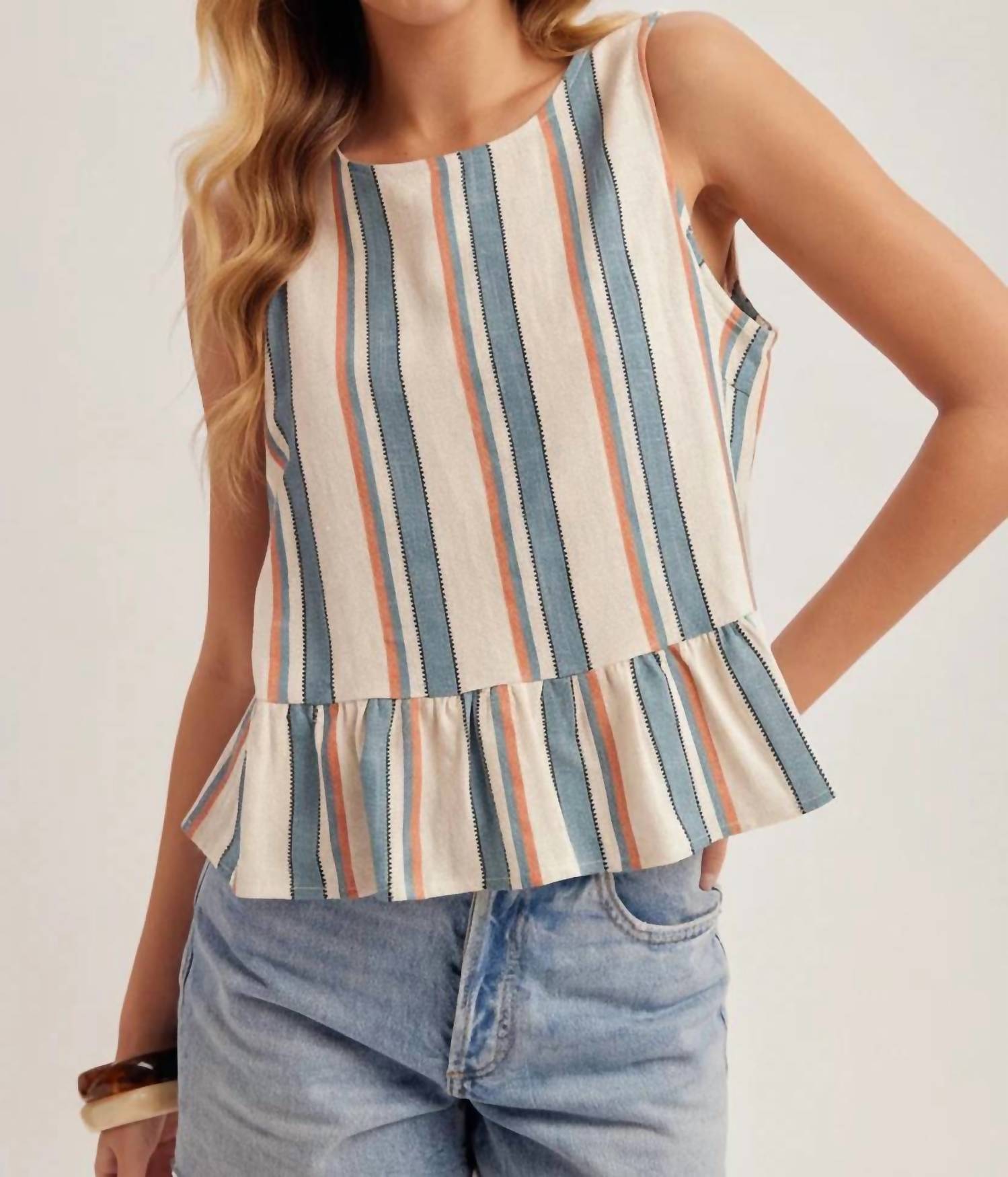 Hem & Thread - Cadence Stripe Peplum Tank Top
