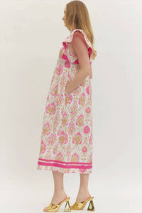 Entro - Botanical Print Midi Dress