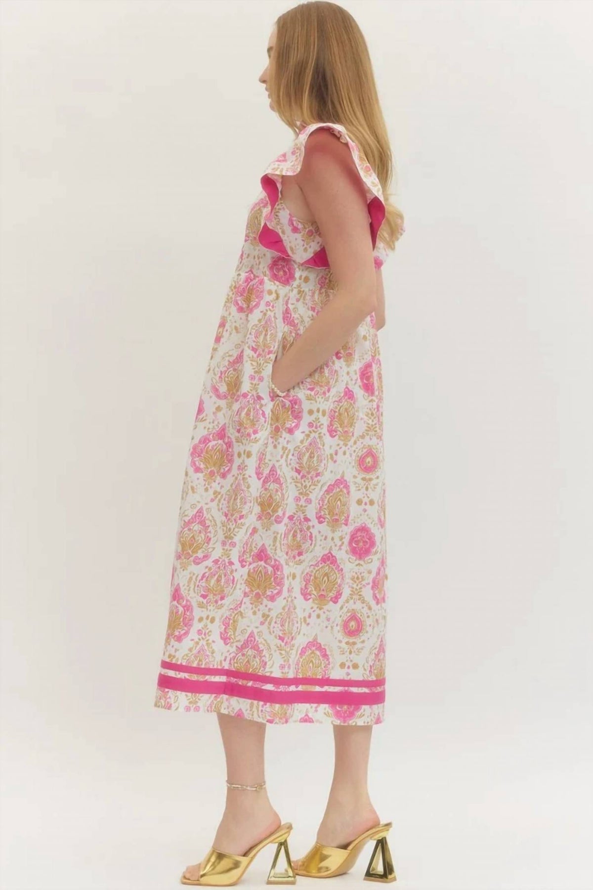 Entro - Botanical Print Midi Dress