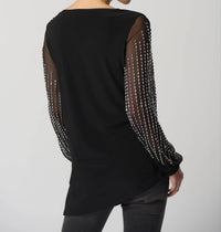 Joseph Ribkoff - Brena Puff Sleeve Asymmetrical Beaded Top