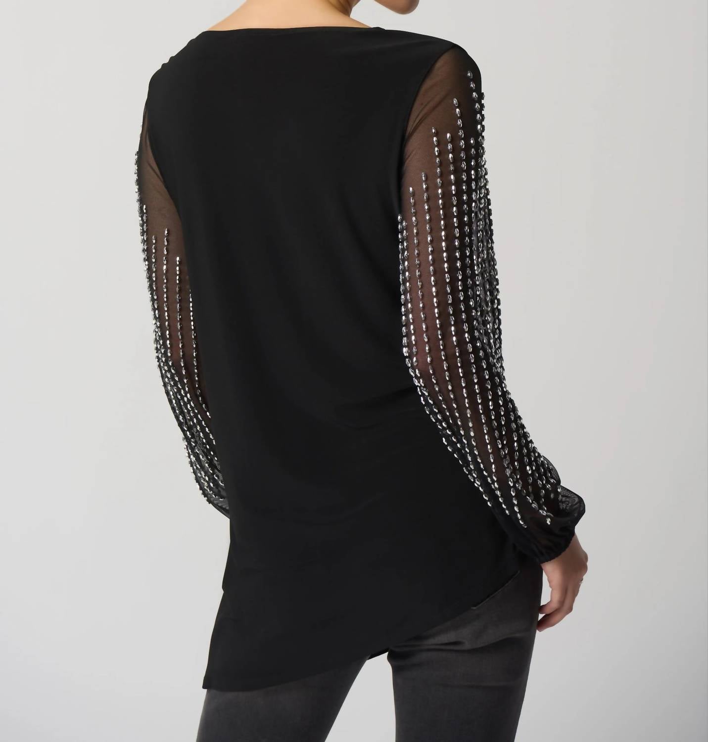 Joseph Ribkoff - Brena Puff Sleeve Asymmetrical Beaded Top