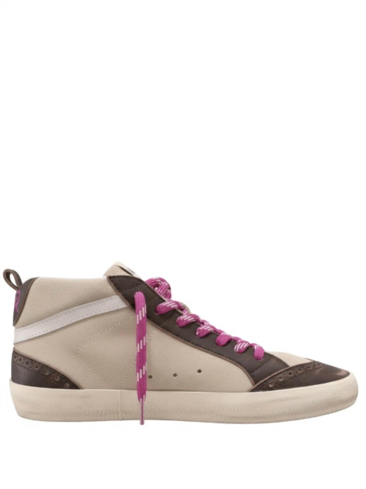 GOLDEN GOOSE Women's Mid Star Sneakers in brown beige white - women's sneaker - detail view