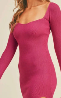 Mable - Long Sleeve Sweater Ribbed Mini Dress