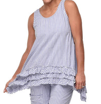 Tulip Clothing Seersucker Striped Top in peri white - women's shirt