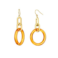 Gold & Honey - Women's Link Drop Lucite Earrings