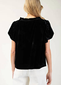Ee:Some - Velvet Puff Sleeve Top