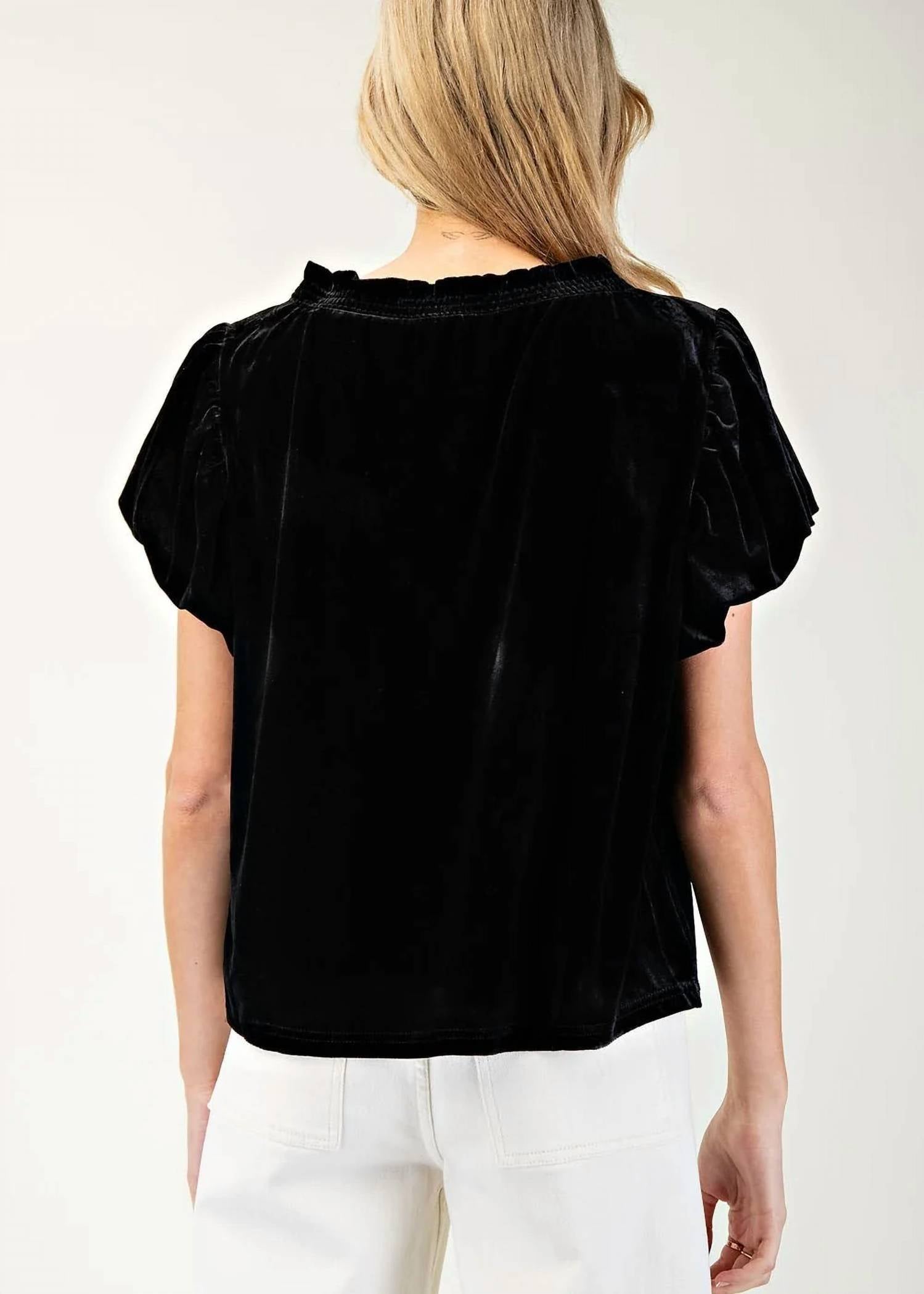 Ee:Some - Velvet Puff Sleeve Top