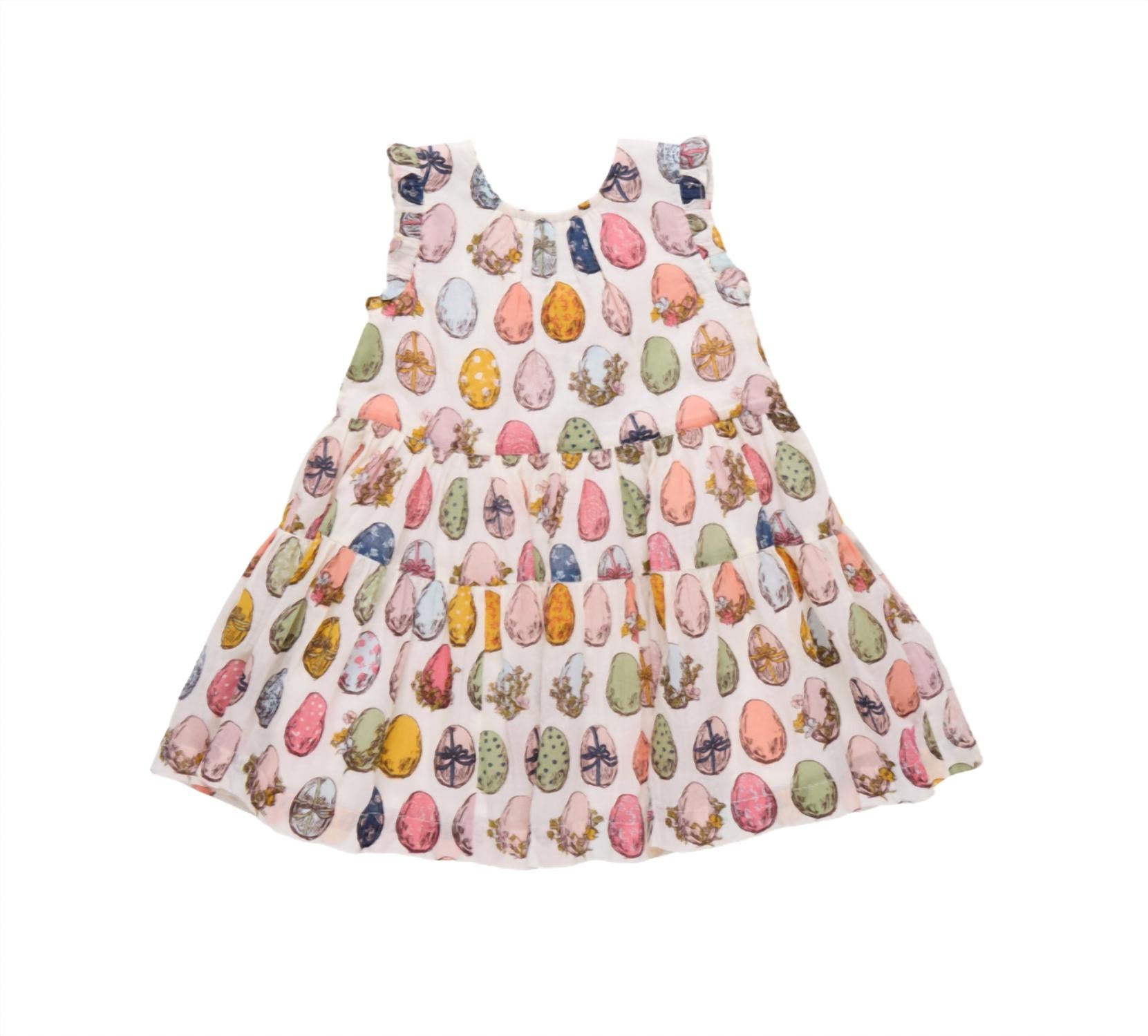 PINK CHICKEN Girls Eloise Ruffle Dress in multi eggs - kids' dress - detail view