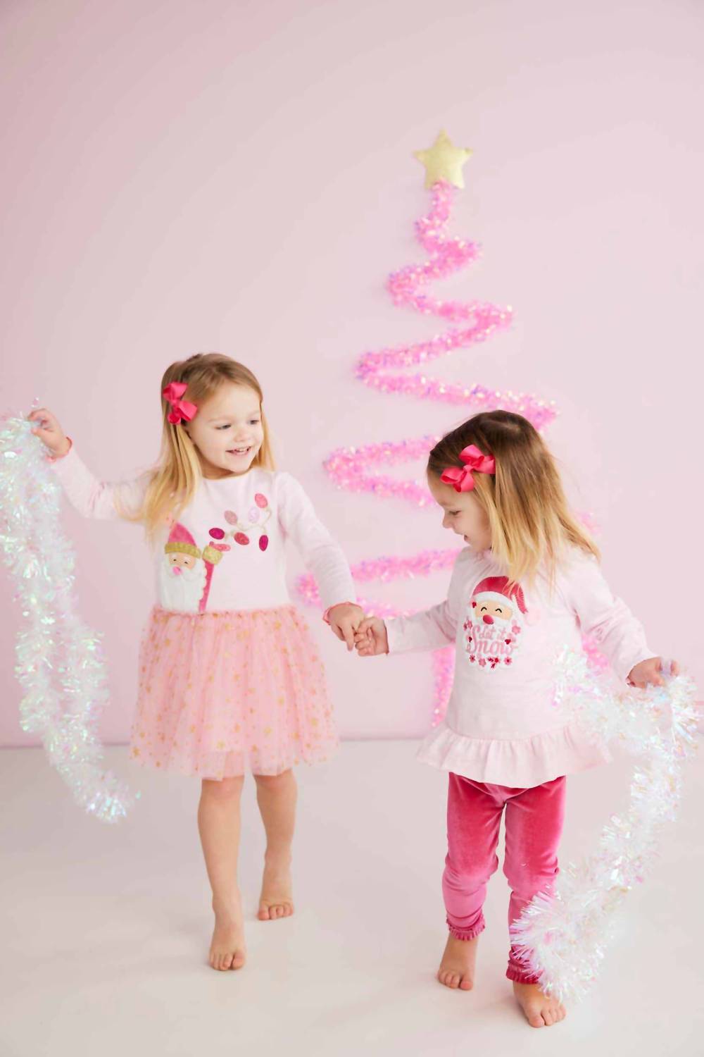 Mudpie - Girls' Santa Glitter Mesh Dress