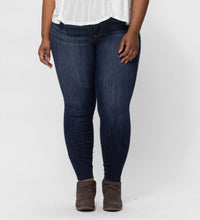 Judy Blue - Mid Rise Raw Hem Skinny Jeans