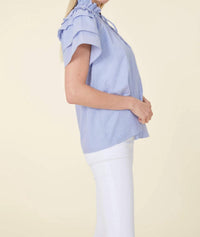 Dolce Cabo - Stripe Flutter Sleeve Top