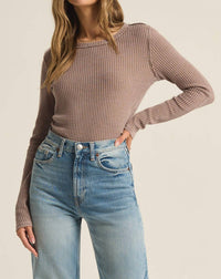 Z Supply Arlet Thermal Top in milkshake - women's long sleeve top